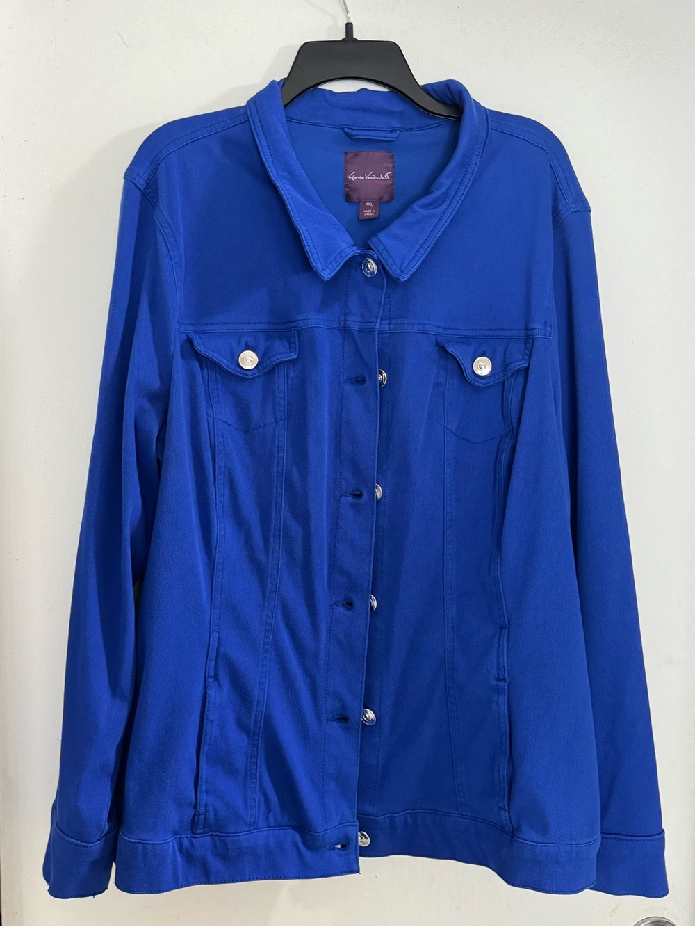 Gloria Vanderbilt XXL Women's Classic Button-Front Jacket in Royal Blue